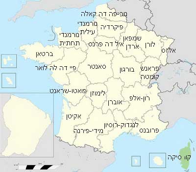 מפת צרפת והאי קורסיקה