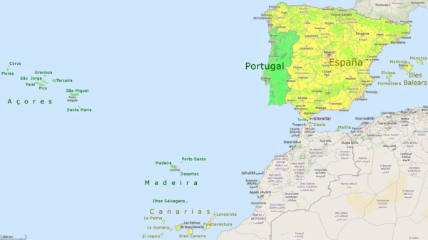 מפת האיים של פורטוגל