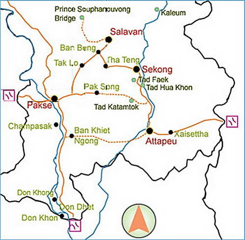 Map of the Bolaven Plateau
